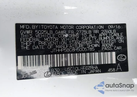 2017 Lexus Rc F z USA, uszkodzony, nr VIN JTHHP5BC8H5005785